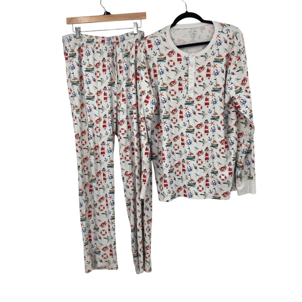 Hart + Land Organic Cotton Nautical Print Pajama Set Men’s Large